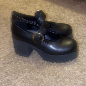 Black Platform Mary Janes